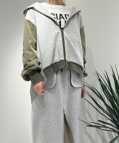 【R2501-BFP747】Back mesh ruffles hoodie (1740880)