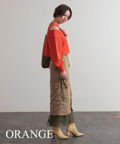 【R2403-LSW688】Shoulder slit short sweat (1740811)