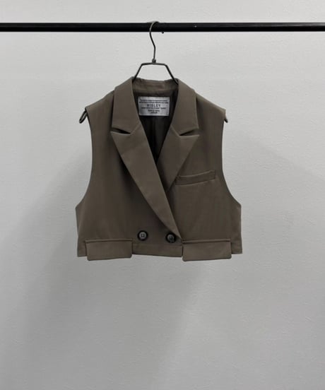 【R2503ｰLCG868】 Long tulle tailored collar gilet (1740973)