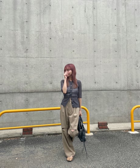 Sheer lib polo knit