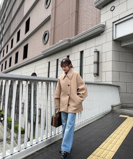 High waist flare denim pants／light blue