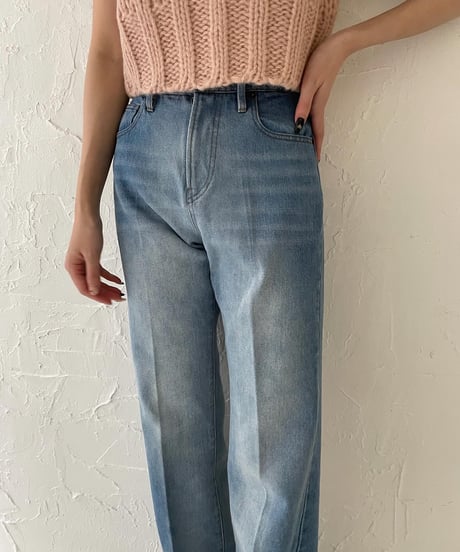 High waist flare denim pants／light blue