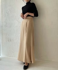 Satin flare long skirt