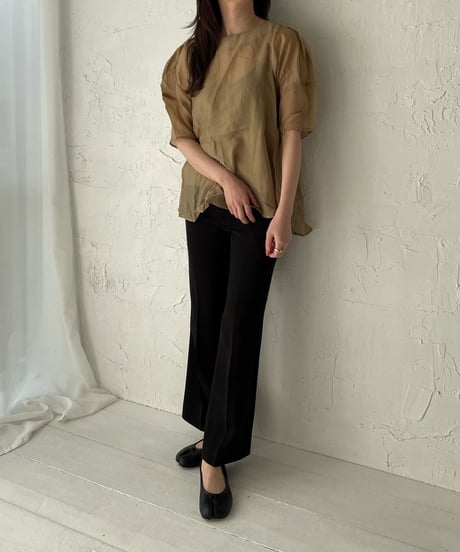 Puff sleeve sheer blouse