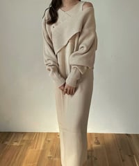 Cross layered knit one-piece