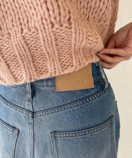 High waist flare denim pants／light blue