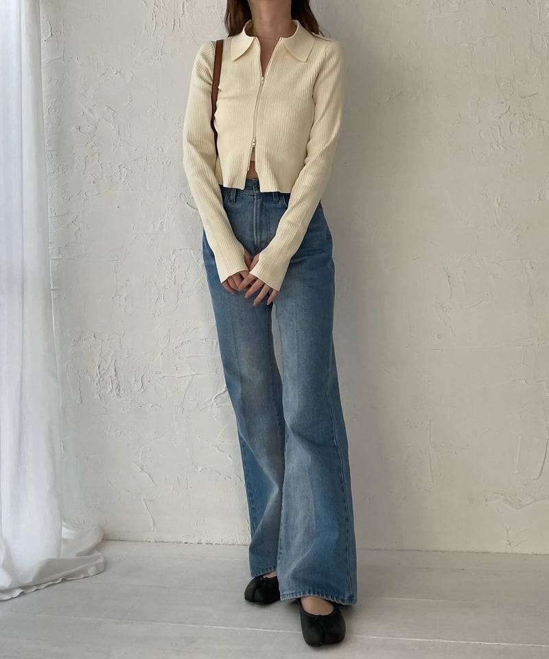High waist flare denim pants／light blue | Ermé 