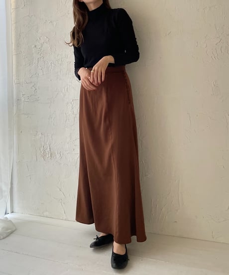 Satin flare long skirt