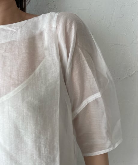 Puff sleeve sheer blouse