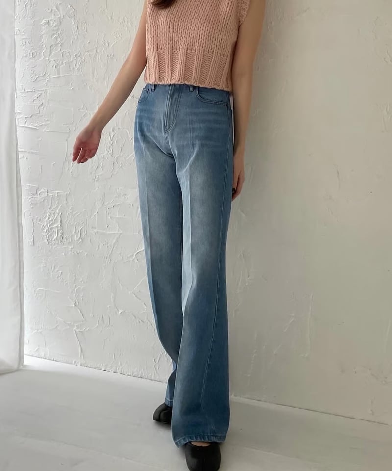 High waist flare denim pants／light blue | Ermé 