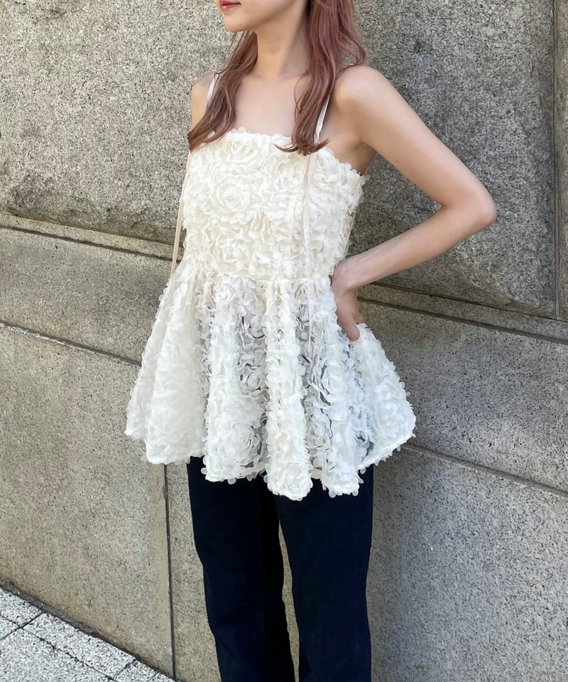 Èaphi TULLE ASYMMETRY FRILL CAMISOLE TULLE ASYMMETRY FRILL CAMISOLE