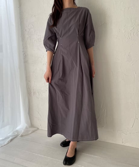Puff sleeve stitch one-piece