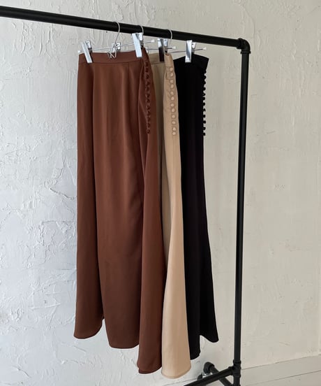 Satin flare long skirt
