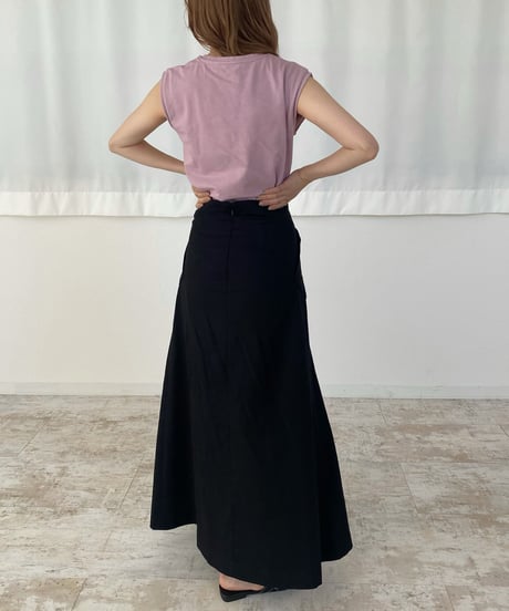 Front pleats linen skirt