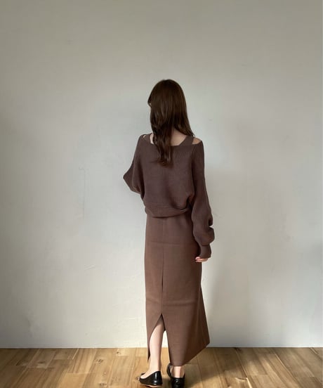Cross layered knit one-piece