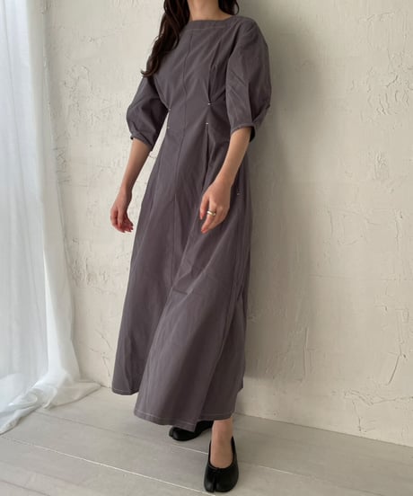 Puff sleeve stitch one-piece