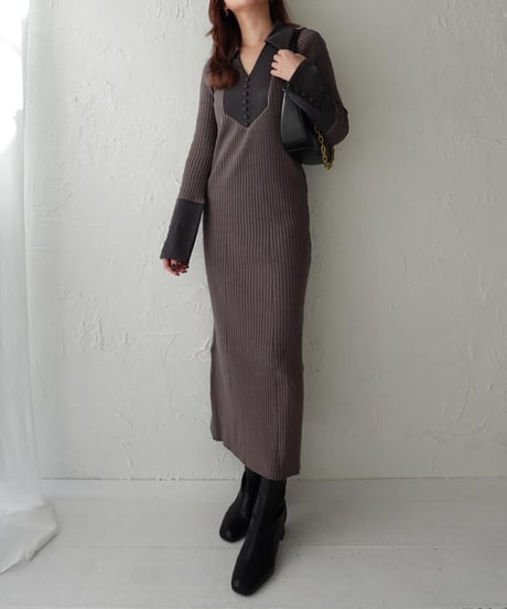 Bi-color knit one-piece