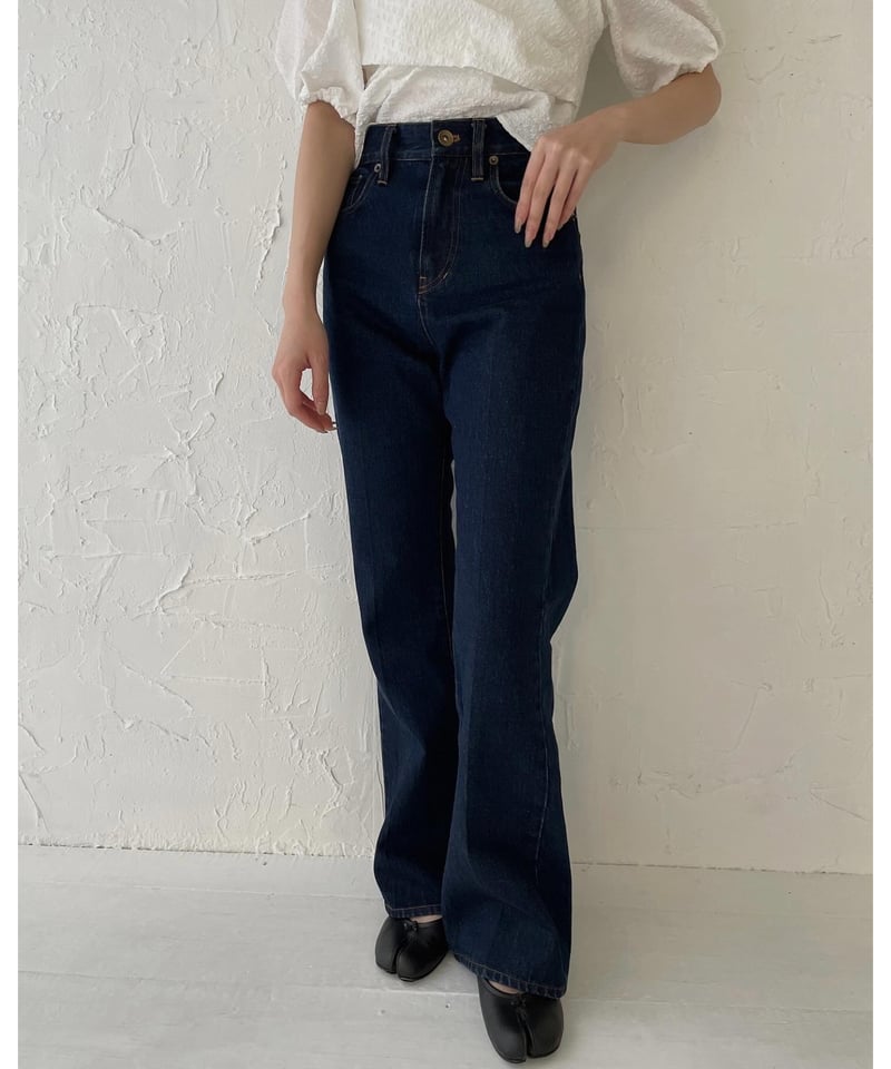 High waist flare denim pants／indigo | Ermé 