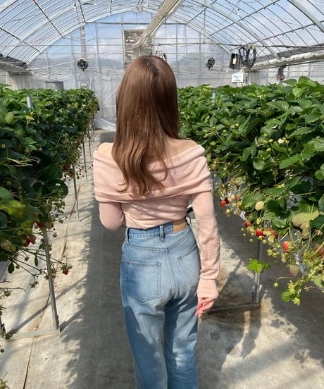 High waist flare denim pants／light blue