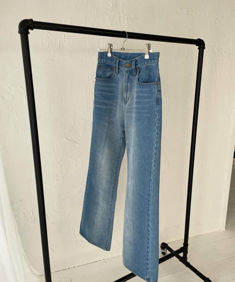 High waist flare denim pants／light blue