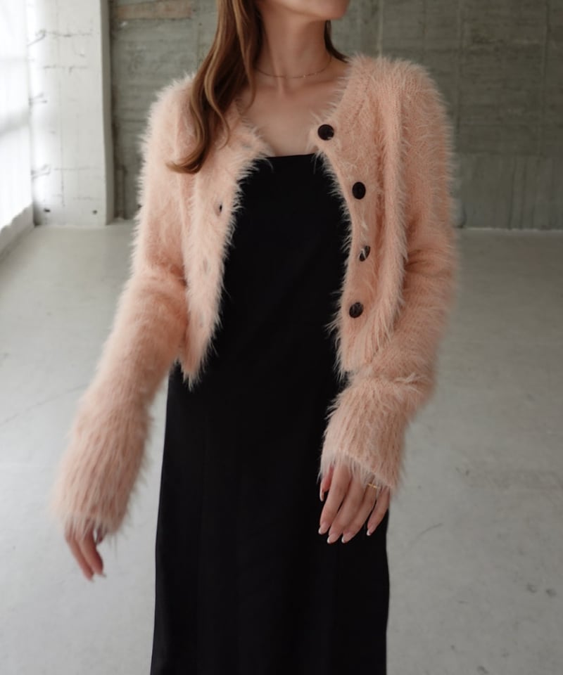 Shaggy short cardigan／pink | Ermé