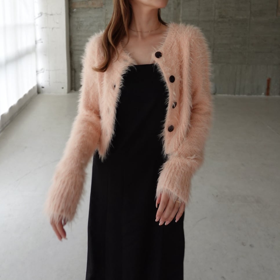 Shaggy short cardigan／pink | Ermé