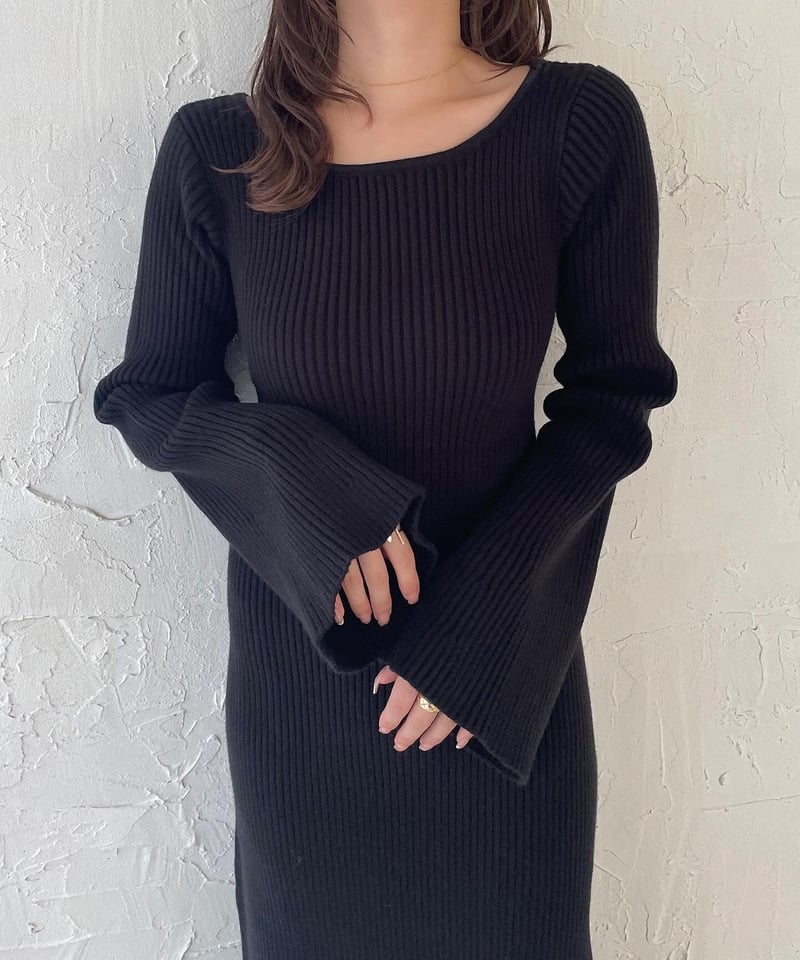 ワンピース rosarymoon /Back Cross Knit Dress Back cross knit one-piece | Ermé