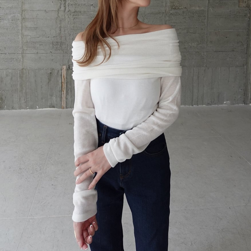 トップス vallan sheer gather off shoulder tops Sheer Gather Off Shoulder Tops – VALLAN
