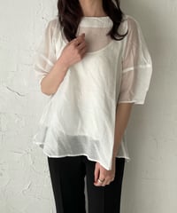 Puff sleeve sheer blouse