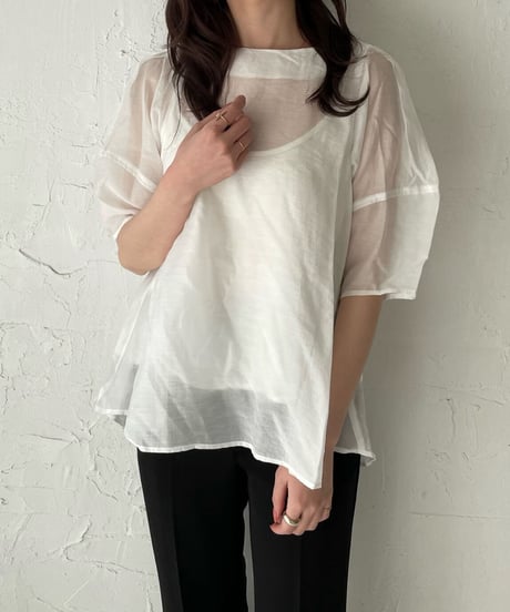 Puff sleeve sheer blouse