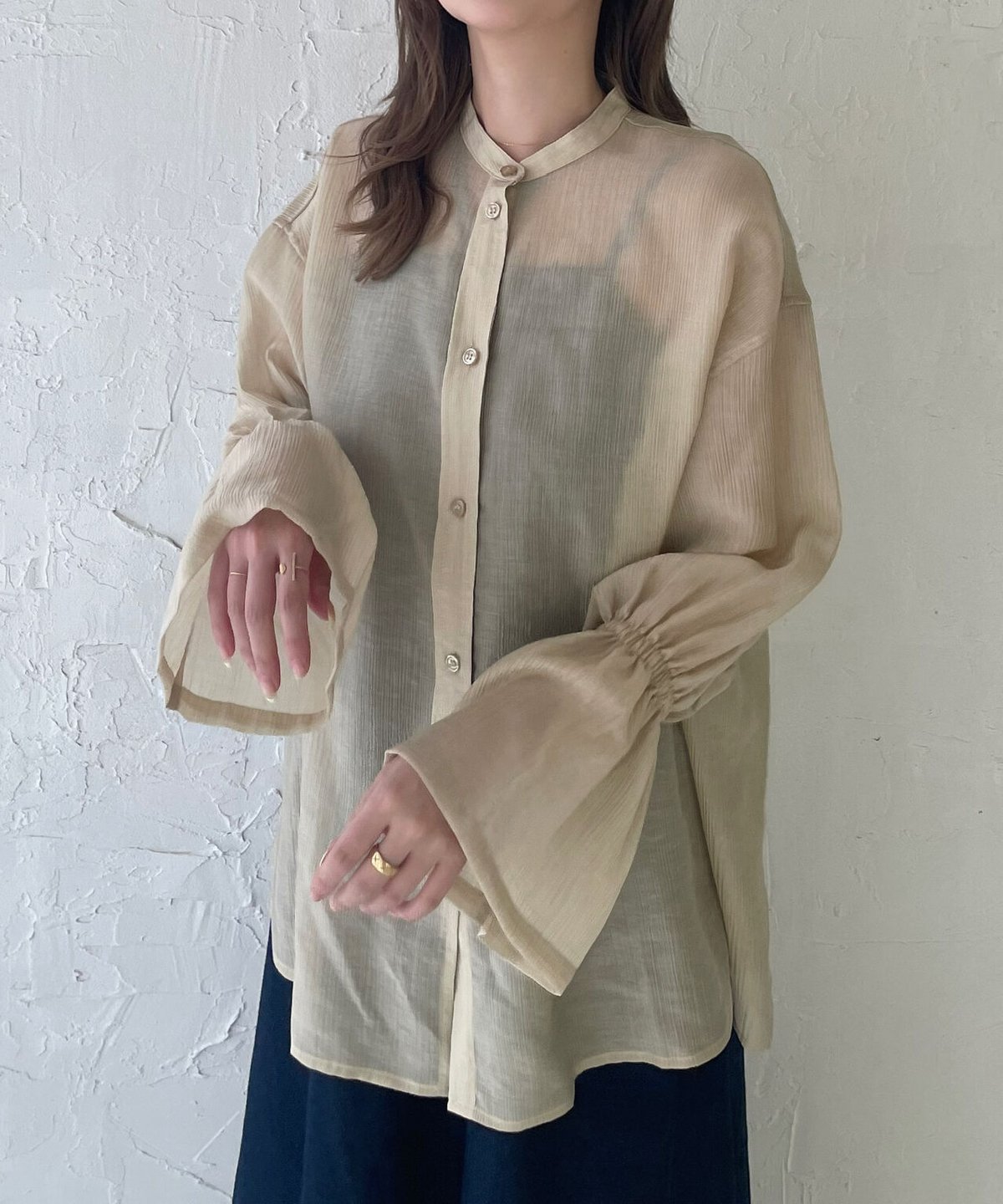 Volume sleeve sheer shirt erme シアーシャツ