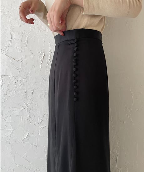 Satin flare long skirt