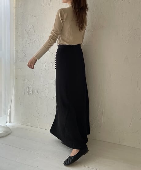 Satin flare long skirt