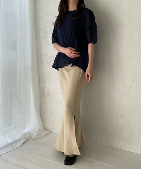 Puff sleeve sheer blouse