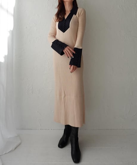 Bi-color knit one-piece