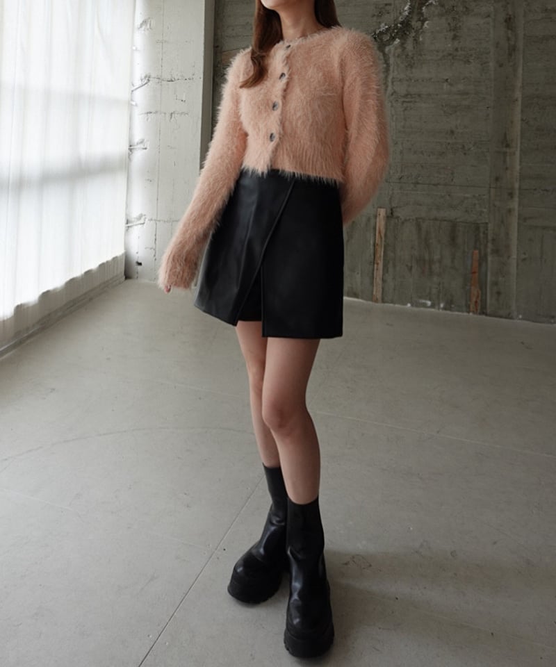 Shaggy short cardigan／pink | Ermé
