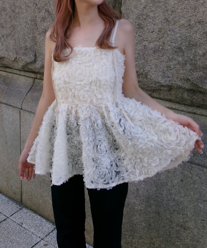【新品】Eaphi TULLE ASYMMETRY FRILL CAMISOLE tulle-asymmetry-frill-