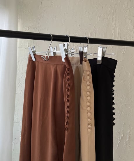 Satin flare long skirt