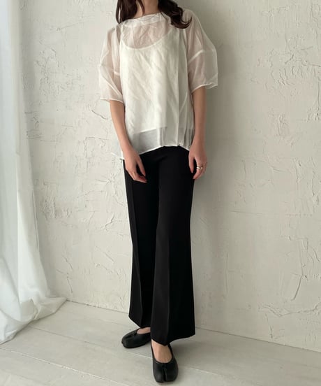 Puff sleeve sheer blouse