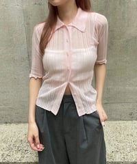 Sheer lib polo knit