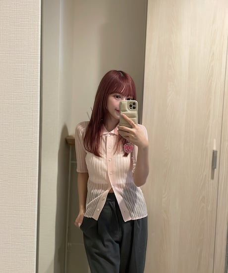 Sheer lib polo knit