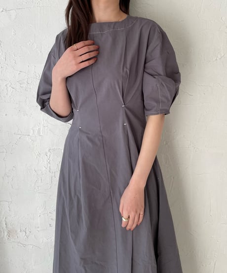 Puff sleeve stitch one-piece