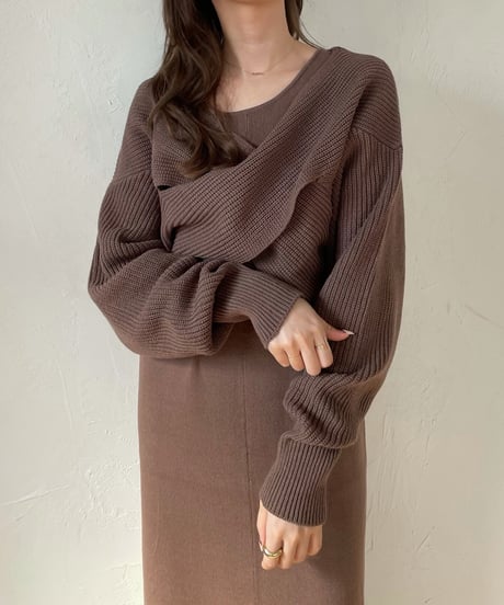 Cross layered knit one-piece