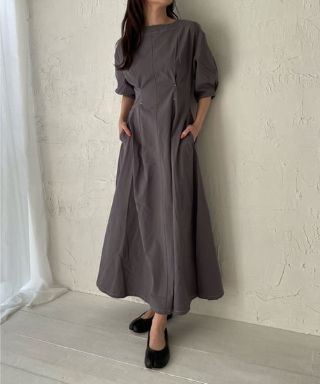 Puff sleeve stitch one-piece