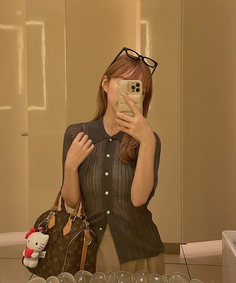Sheer lib polo knit