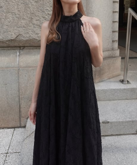 【予約】American sleeve lace one-piece／black