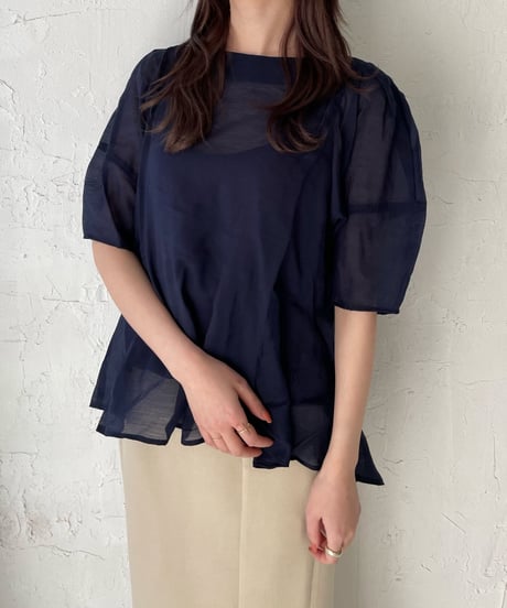 Puff sleeve sheer blouse
