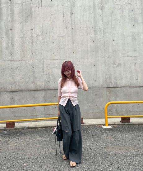 Sheer lib polo knit