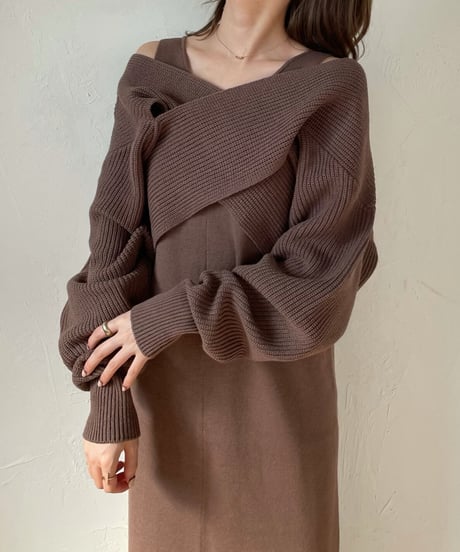 Cross layered knit one-piece