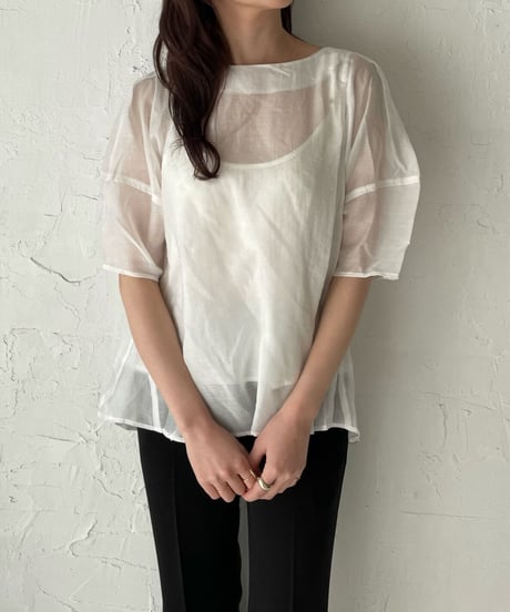 Puff sleeve sheer blouse